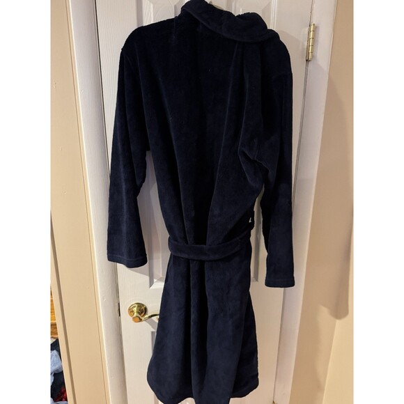 Polo Ralph Lauren Polo Men’s Navy Robe Plush Velour Small Medium Pockets Belt - Picture 6 of 6